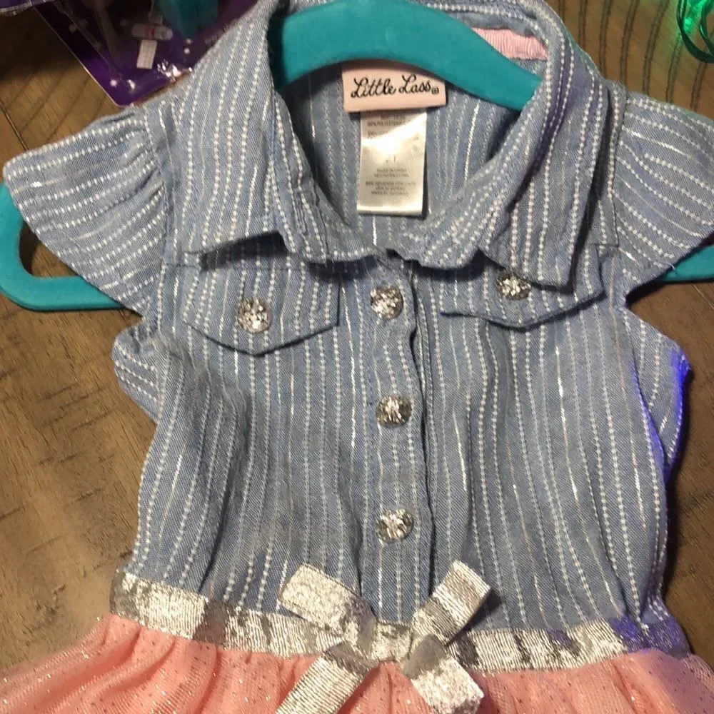 Little Lass Denim Ballerina 🩰 Dress. Sparkly! 18 months to 2T